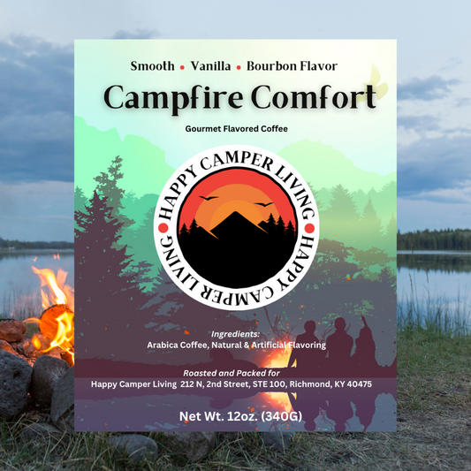 Campfire Comfort Gourmet Flavored Coffee - 12 oz. 100% Arabica Bean - Happy Camper Living